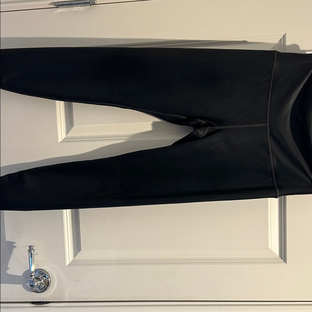 Athleta Elation Ultra High Rise Tights in Black Sheen (faux leather-ish look)
